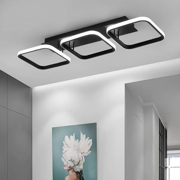 Nordic Luxe LED Deckenleuchte – Dimmbarer Kronleuchter in Quadrat- & Rundform-Leuchtezauber