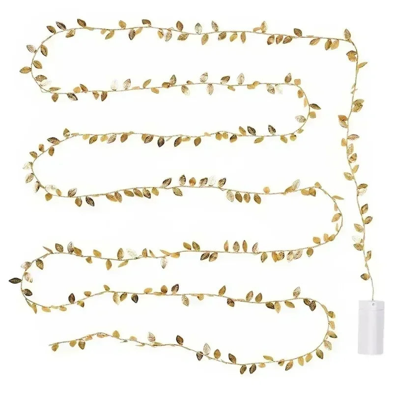 AureaLeaf LED Lichterkette mit Goldblättern – Batteriebetrieben (2 m / 5 m / 10 m) für Weihnachten