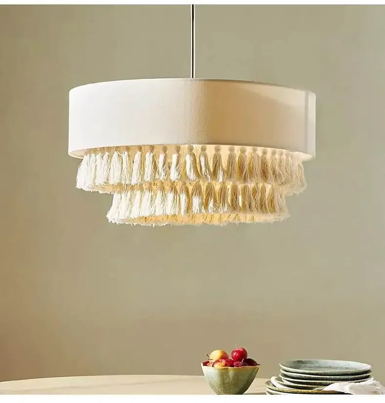 SabiGlow – Boho Wabi Sabi Stoff-Hängelampe-Leuchtezauber