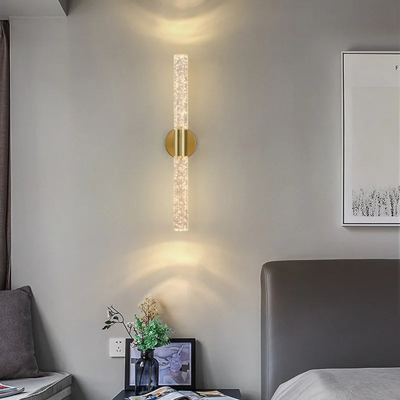 LumiGlas – Luxuriöse LED-Wandleuchte mit Kristall-Bubble-Stab-Leuchtezauber