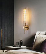 Moderne Wandlampe aus Klarem Glas mit Gold-Messing