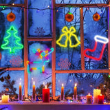 Magisches Weihnachts-Neonlicht – Rentier, Strumpf & Baum – LED