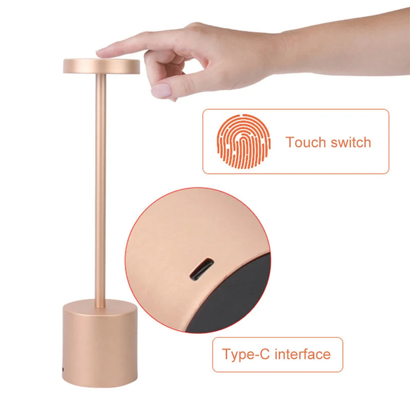 LumiÉlan – Klassische Wiederaufladbare Tischlampe mit Touch, 3 Farben & Stufenloser Dimmung-Leuchtezauber