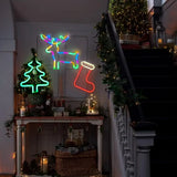 Magisches Weihnachts-Neonlicht – Rentier, Strumpf & Baum – LED