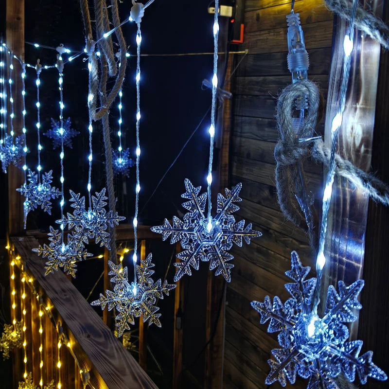 LumaSnow 4M LED Schneeflocken-Lichtervorhang – Weihnachts-Eiszapfen-Lichterkette