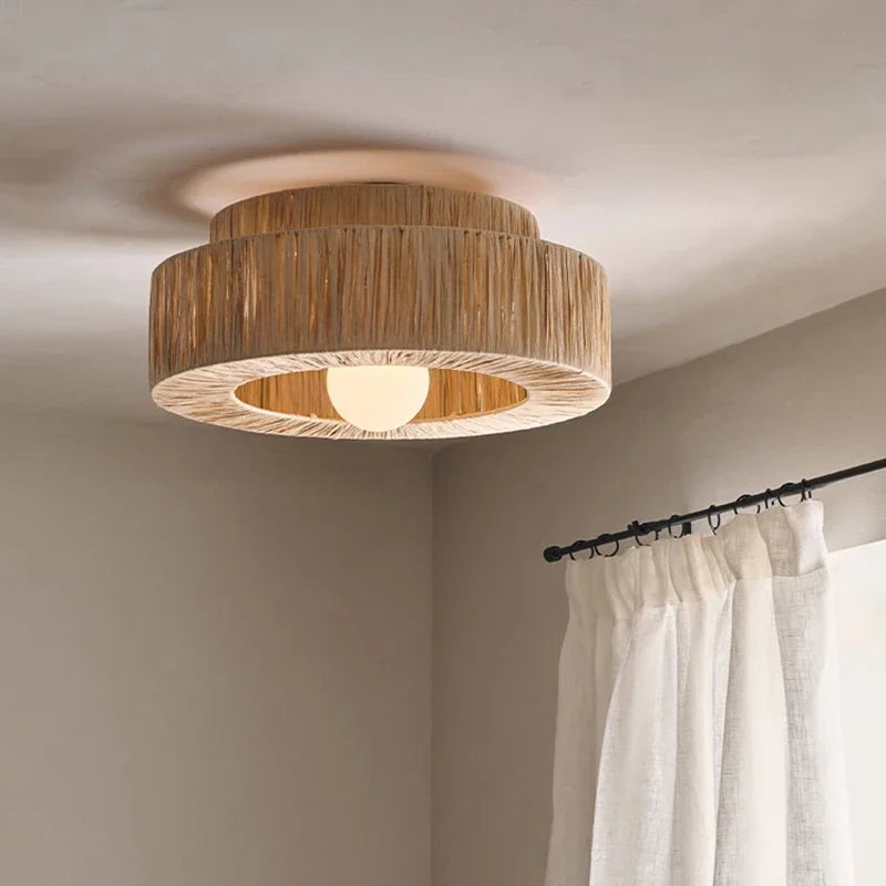ZENLUMI Japanische Geflochtene Rattan-Hängeleuchte