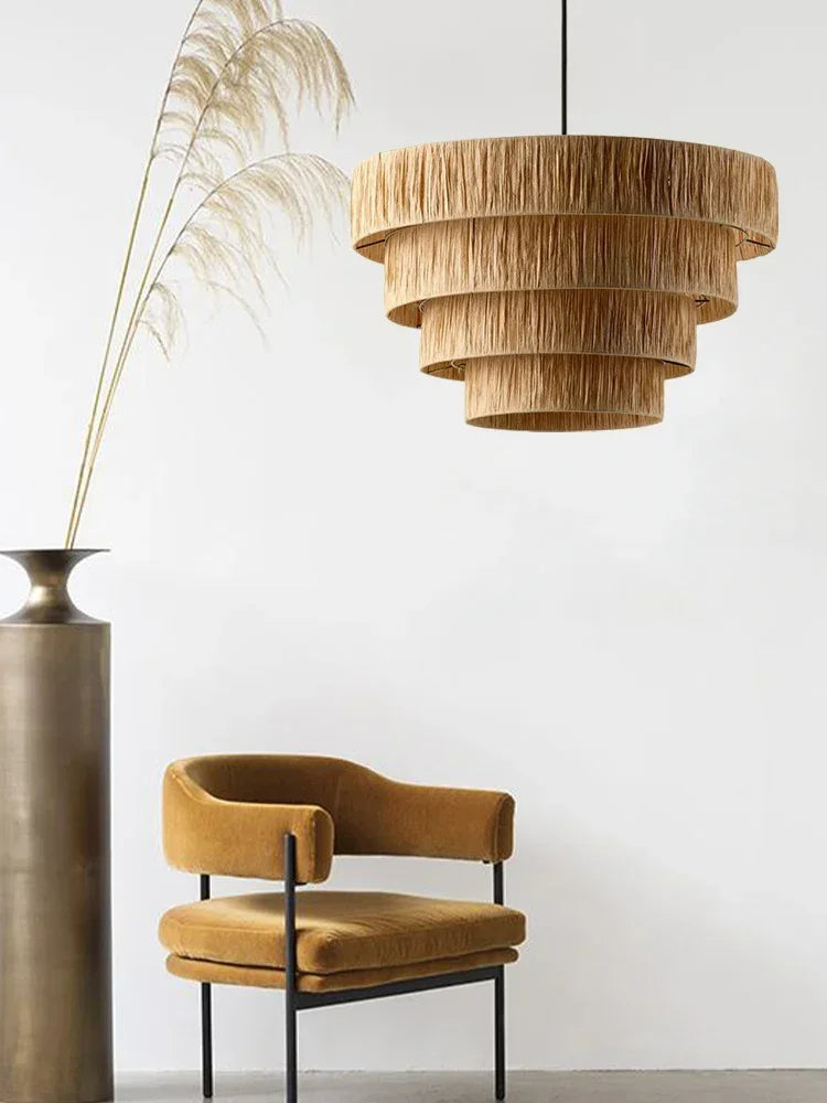 ZENLUMI Japanische Geflochtene Rattan-Hängeleuchte