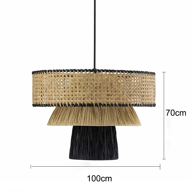 ZENLUMI Japanische Geflochtene Rattan-Hängeleuchte