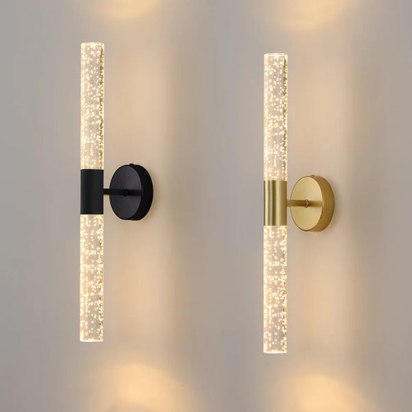 LumiGlas – Luxuriöse LED-Wandleuchte mit Kristall-Bubble-Stab-Leuchtezauber
