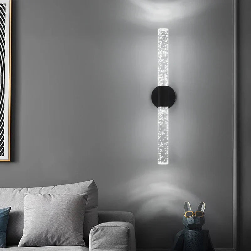 LumiGlas – Luxuriöse LED-Wandleuchte mit Kristall-Bubble-Stab-Leuchtezauber