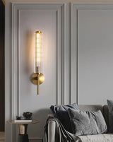 Moderne Wandlampe aus Klarem Glas mit Gold-Messing