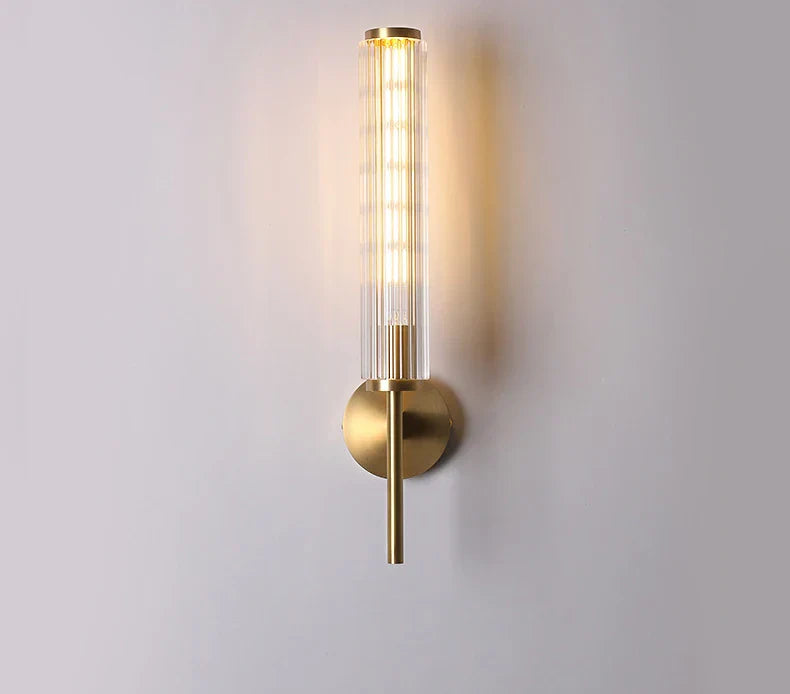 Moderne Wandlampe aus Klarem Glas mit Gold-Messing