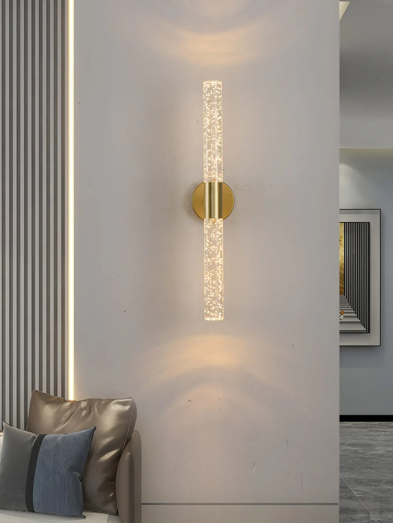 LumiGlas – Luxuriöse LED-Wandleuchte mit Kristall-Bubble-Stab-Leuchtezauber