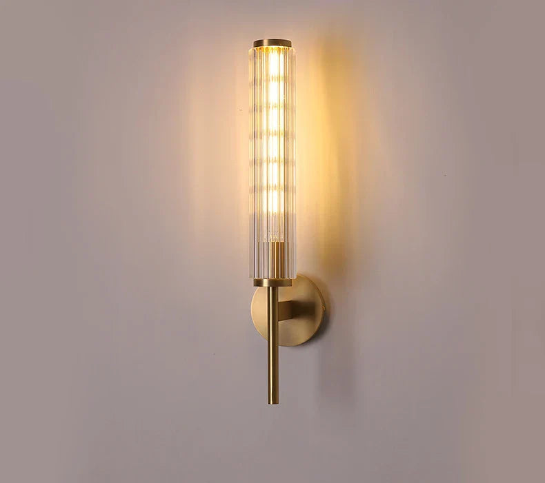 Moderne Wandlampe aus Klarem Glas mit Gold-Messing