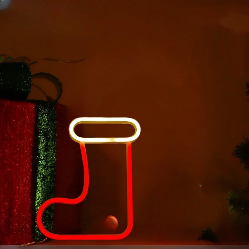 Magisches Weihnachts-Neonlicht – Rentier, Strumpf & Baum – LED