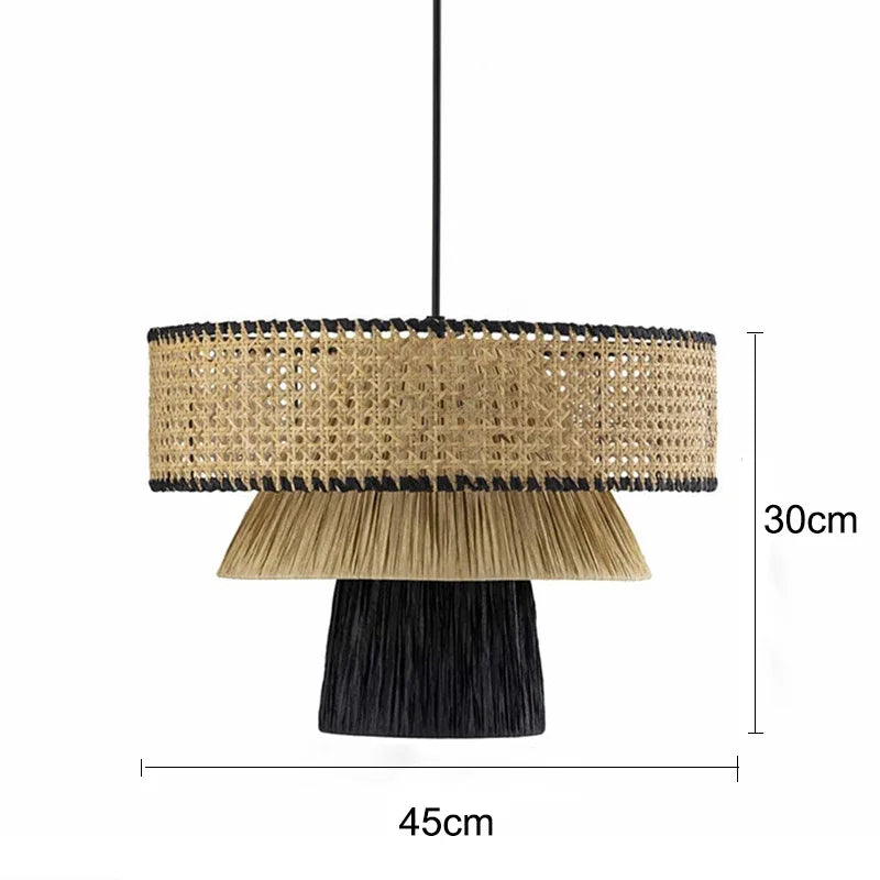 ZENLUMI Japanische Geflochtene Rattan-Hängeleuchte