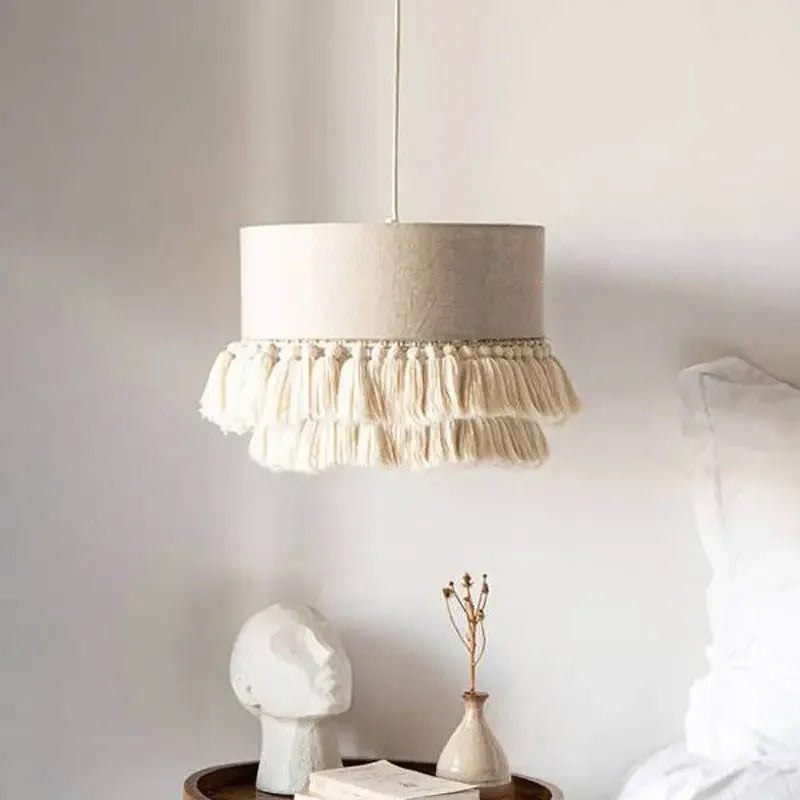 SabiGlow – Boho Wabi Sabi Stoff-Hängelampe-Leuchtezauber