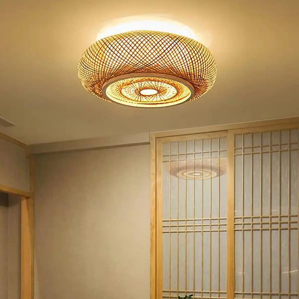 LumaBambu: Moderne Bamboe Plafondlamp Flush-Mount-Leuchtezauber