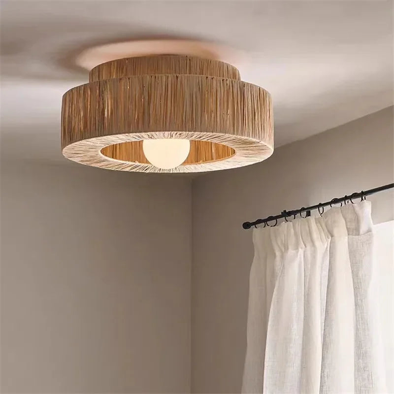 ZENLUMI Japanische Geflochtene Rattan-Hängeleuchte