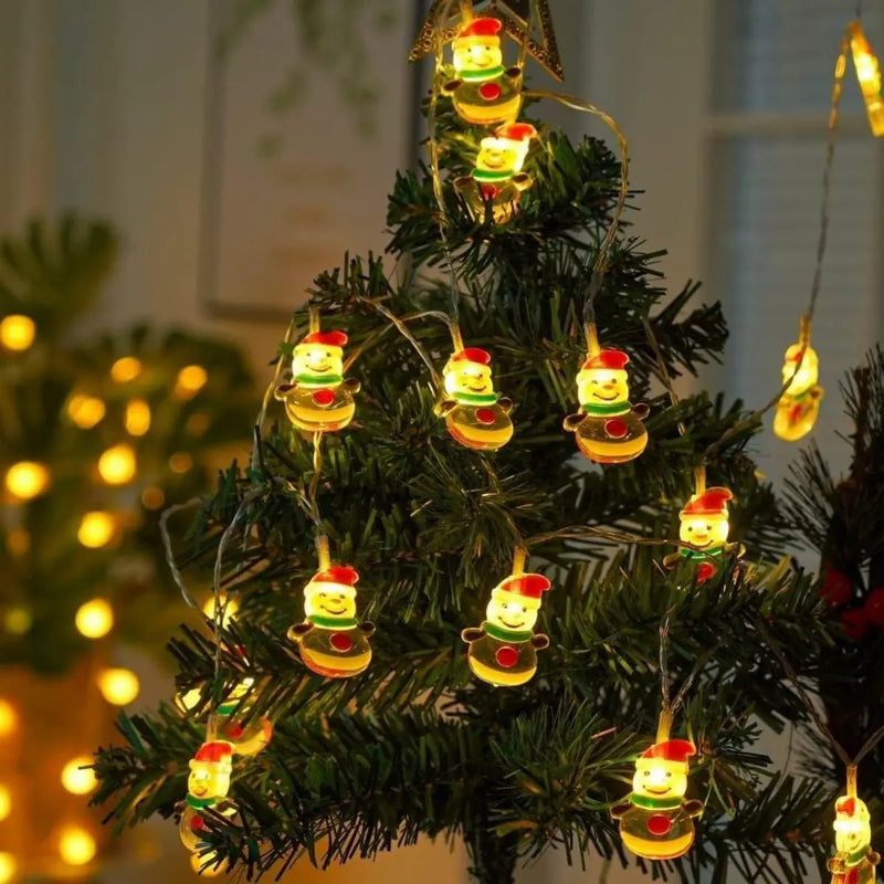 LumiJoy Weihnachts LED Lichterkette – Tannenbaum, Schneemann & Weihnachtsmann