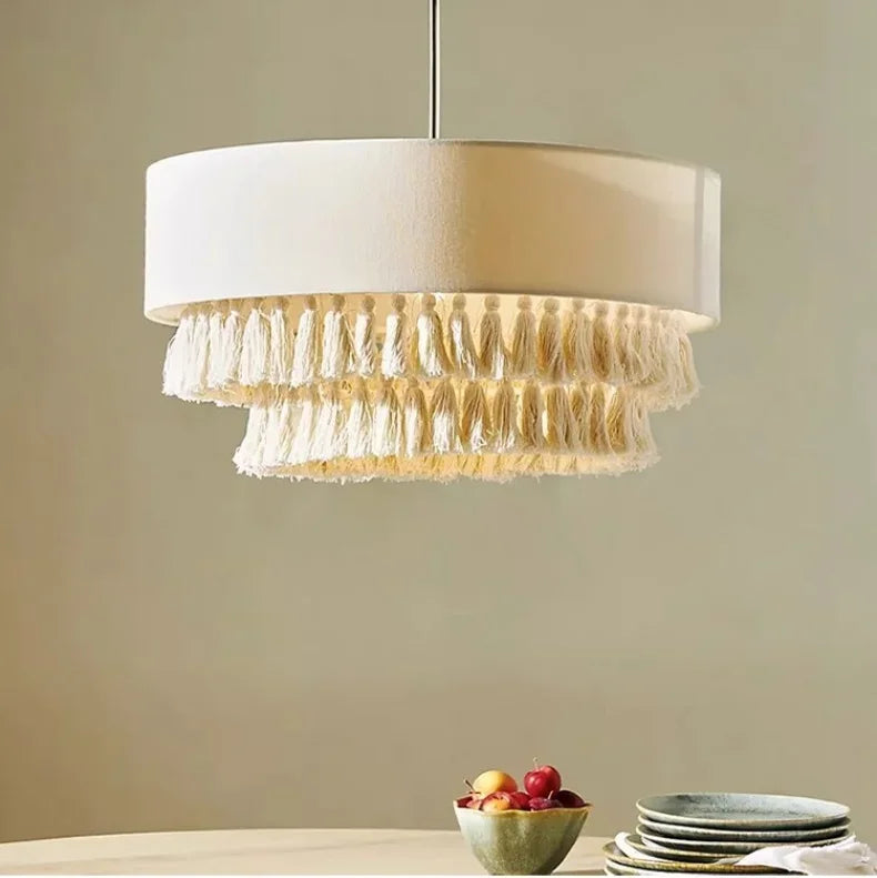 SabiGlow – Boho Wabi Sabi Stoff-Hängelampe-Leuchtezauber