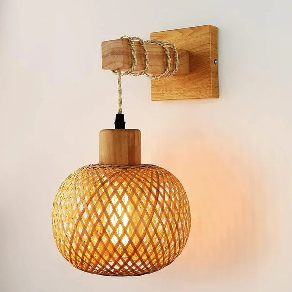 SolBambu Wandlampe – Handgeflochtene Bambuslaterne für Moderne Naturräume-Leuchtezauber