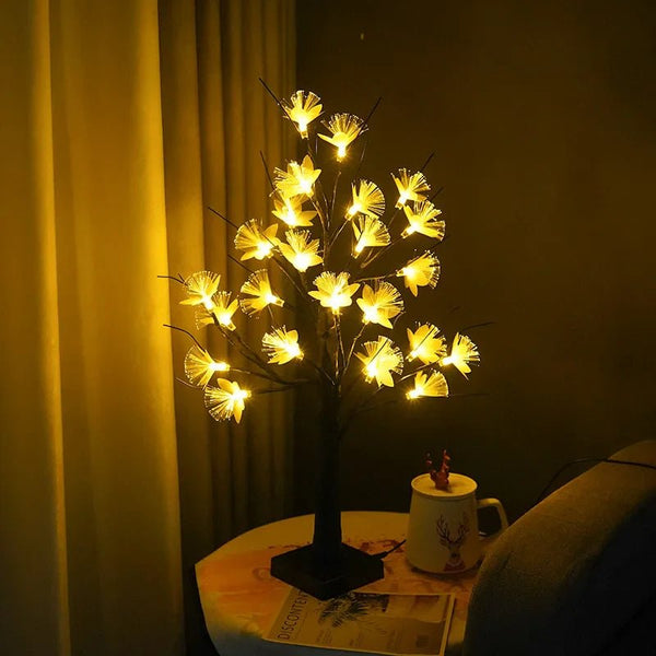 Weiß Birke Fiberglas Blume Baum Licht-Leuchtezauber