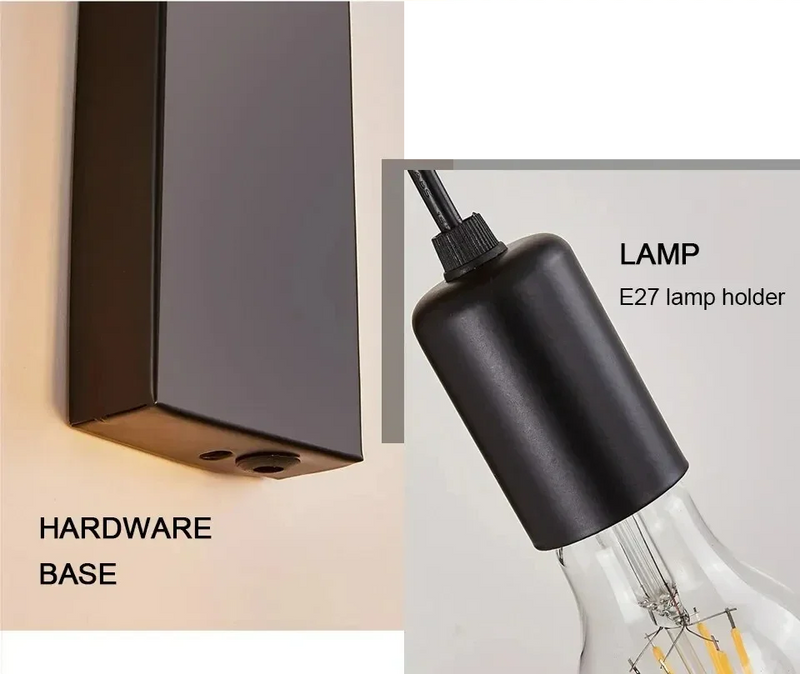 RetroLume – Vintage LED Wandlampe aus Holz & Eisen mit E27 | Industrial & Loft Stil-Leuchtezauber