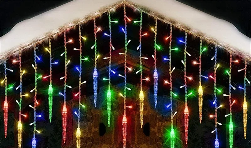 LumaSnow 4M LED Schneeflocken-Lichtervorhang – Weihnachts-Eiszapfen-Lichterkette