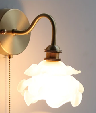 AuroraLux Nordic Wandleuchte – Moderne Kupfer-Wandleuchte mit Zugschalter & Glaskappe