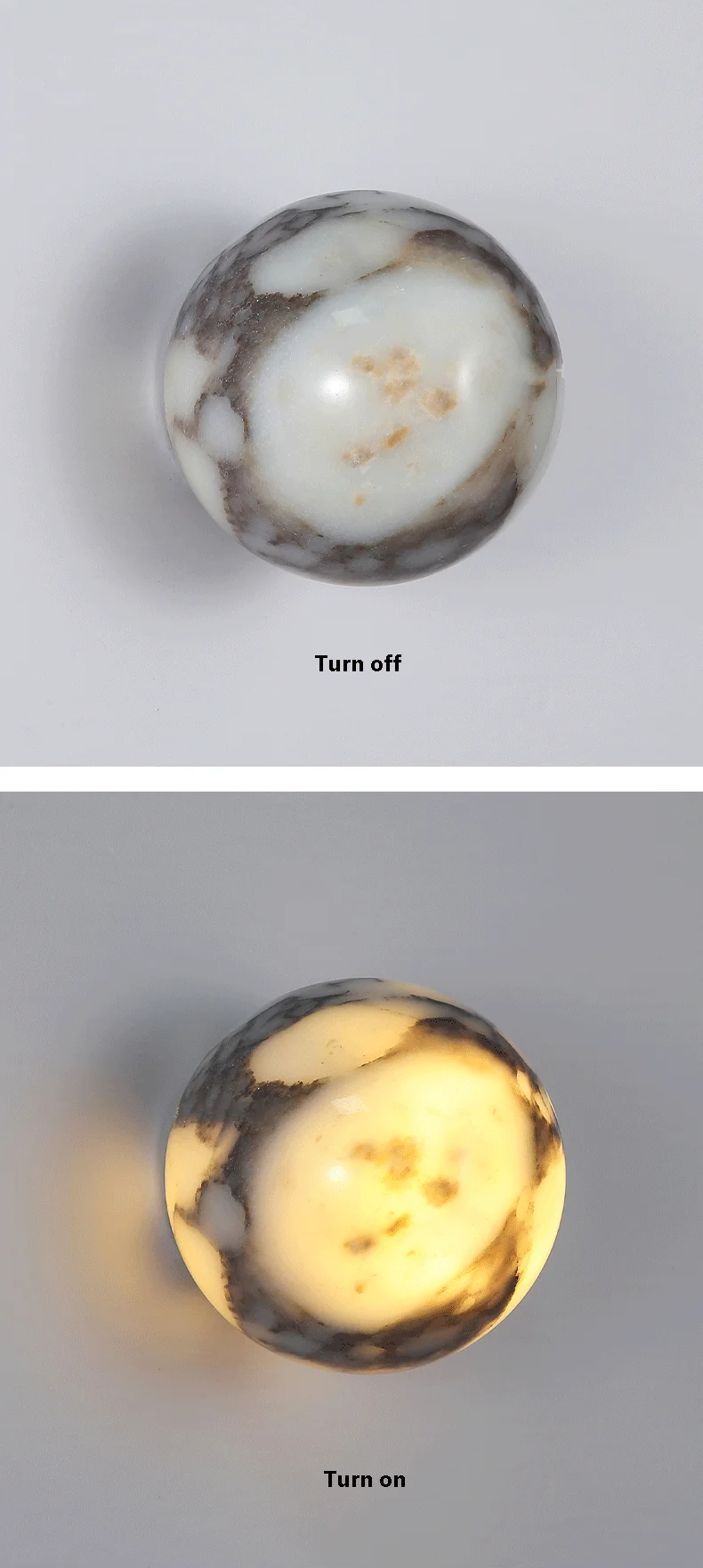 Luxuriöse Kugel-Marmor Wandleuchte