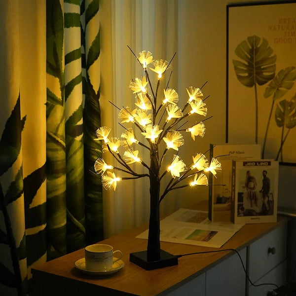 Weiß Birke Fiberglas Blume Baum Licht-Leuchtezauber