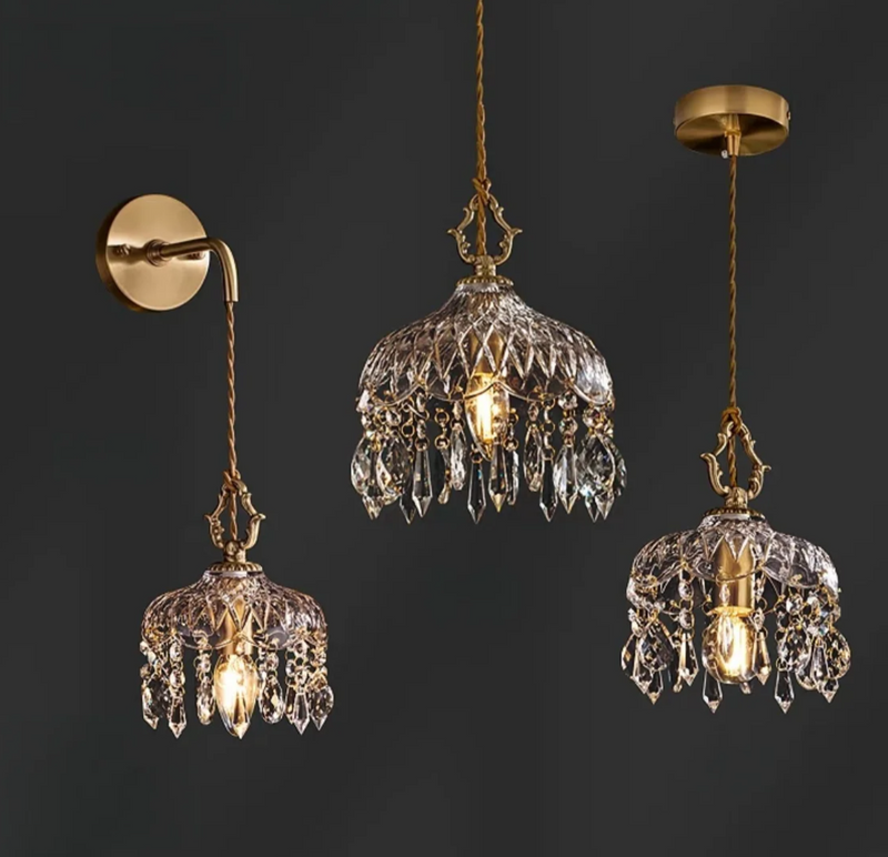 Französische Retro Glas Pendelleuchte