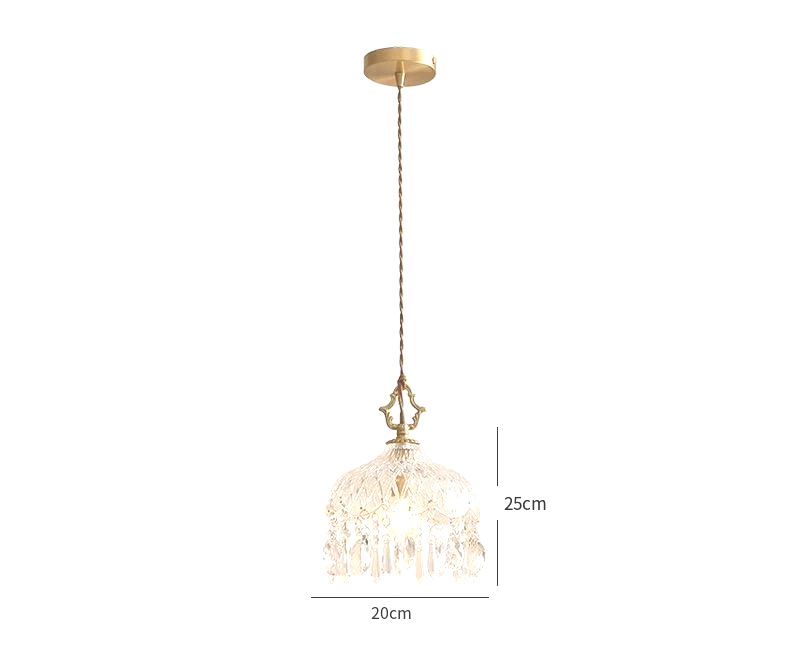 Französische Retro Glas Pendelleuchte