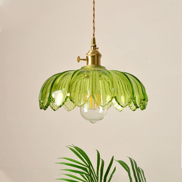 Vintage Glasblumen-Hängelampe-Leuchtezauber