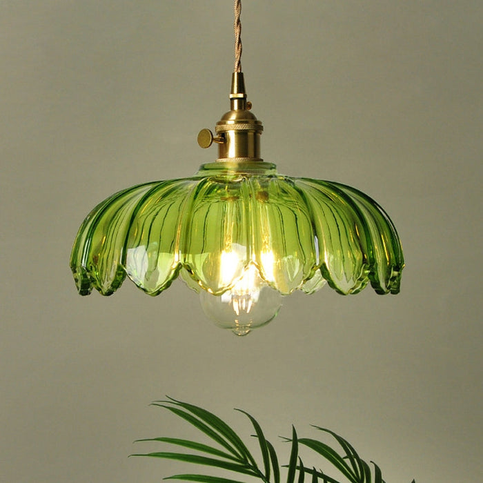 Vintage Glasblumen-Hängelampe-Leuchtezauber