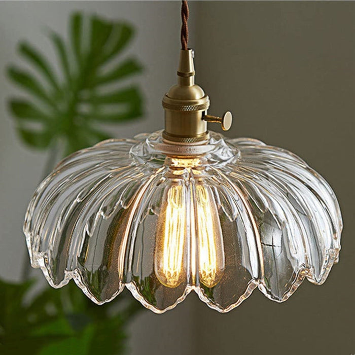 Vintage Glasblumen-Hängelampe-Leuchtezauber