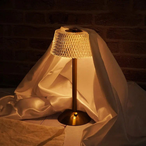 Kabellose Kristall-Metall-Tischlampe-Leuchtezauber