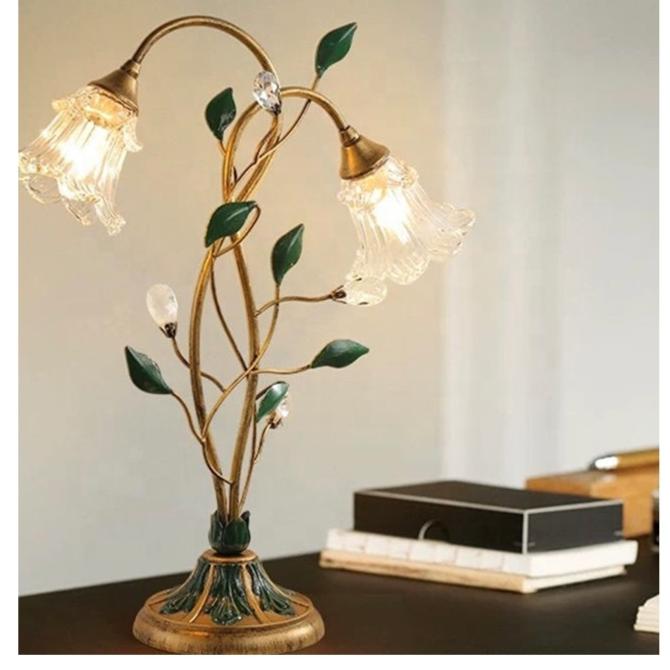 Französische Glasblumen Tischlampe-Leuchtezauber