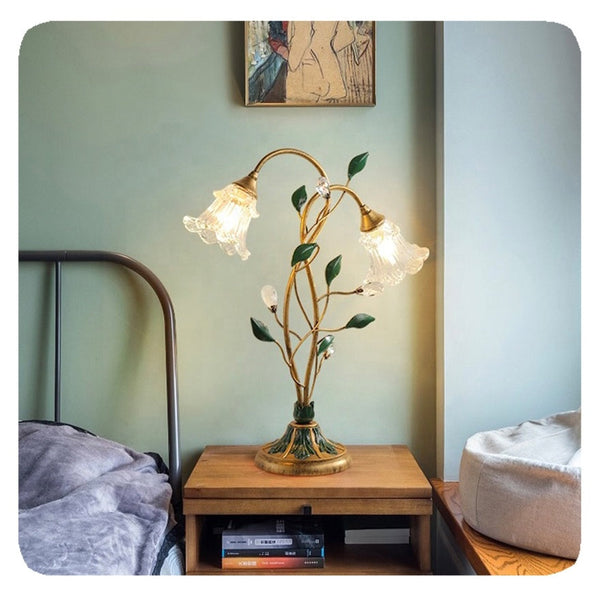 Französische Glasblumen Tischlampe-Leuchtezauber