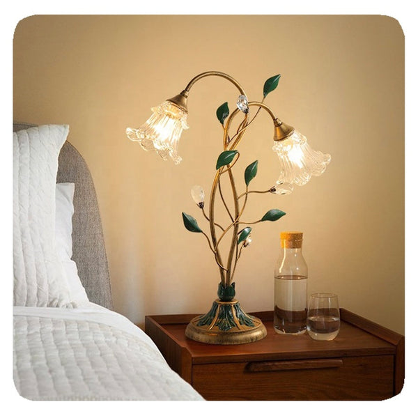Französische Glasblumen Tischlampe-Leuchtezauber