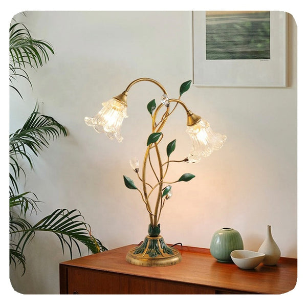 Französische Glasblumen Tischlampe-Leuchtezauber