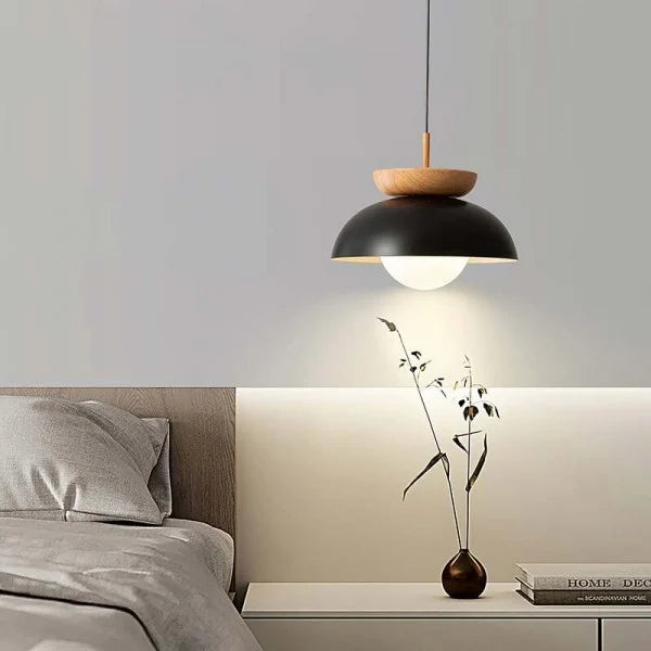 Minimalistische skandinavische Hängelampe aus Halbholz-Leuchtezauber