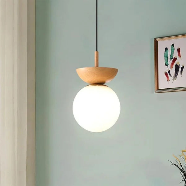 Minimalistische skandinavische Hängelampe aus Halbholz-Leuchtezauber