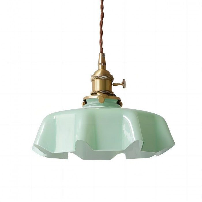 Hängelampe im Retro-Stil, Glasblume, cremefarben-Leuchtezauber