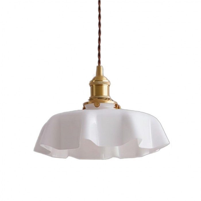 Hängelampe im Retro-Stil, Glasblume, cremefarben-Leuchtezauber