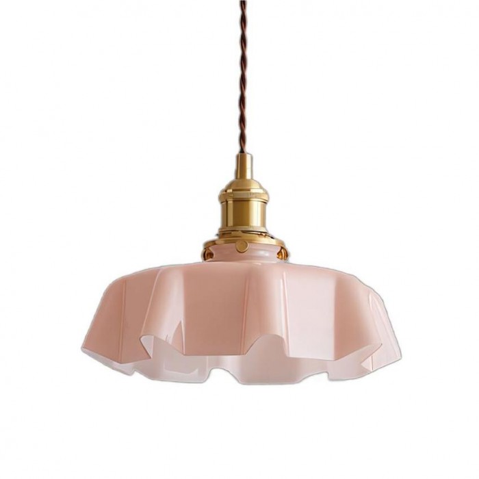 Hängelampe im Retro-Stil, Glasblume, cremefarben-Leuchtezauber