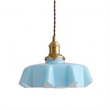 Hängelampe im Retro-Stil, Glasblume, cremefarben-Leuchtezauber
