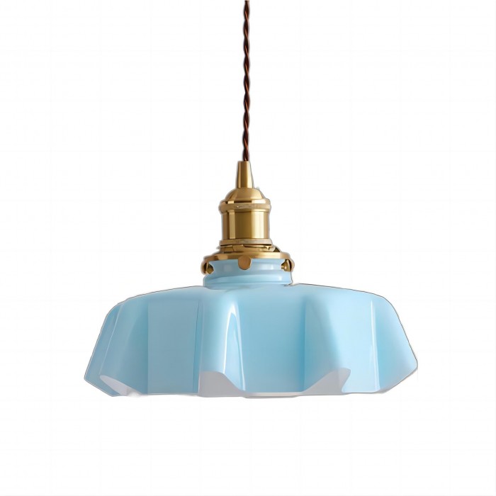 Hängelampe im Retro-Stil, Glasblume, cremefarben-Leuchtezauber