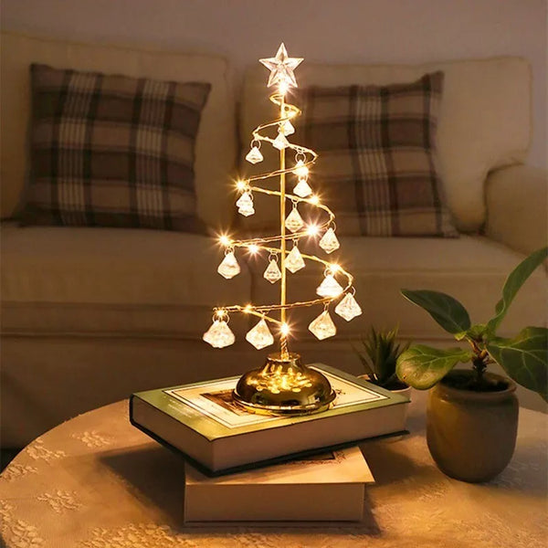 Kristall-Tischlampe in Form eines bezaubernden Weihnachtsbaums-Leuchtezauber